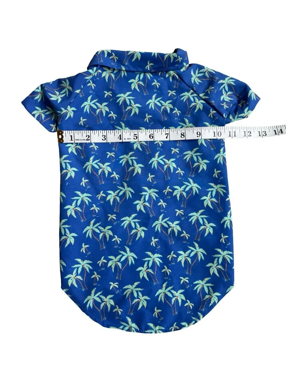 Buttons & Bones Blue Button Up & Velcro Tropical Print Dog Shirt Size L NWT